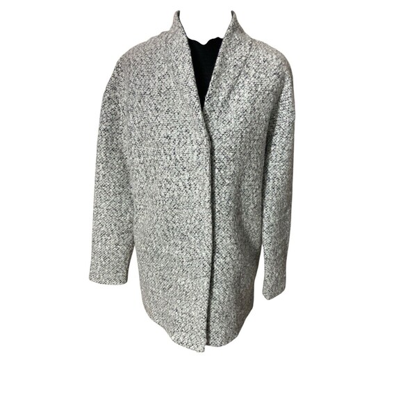 Club Monaco Bouclé Knit Coat XS Gray Open Front Wool Blend‎ Textured Jacket - Picture 1 of 14
